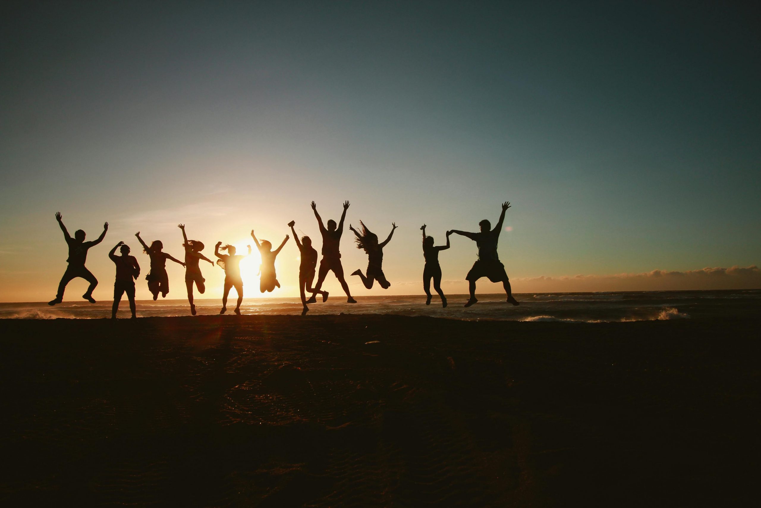 Group of friends at sunset