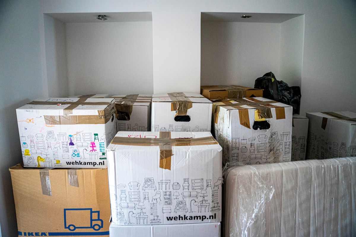 Packing boxes for moving house