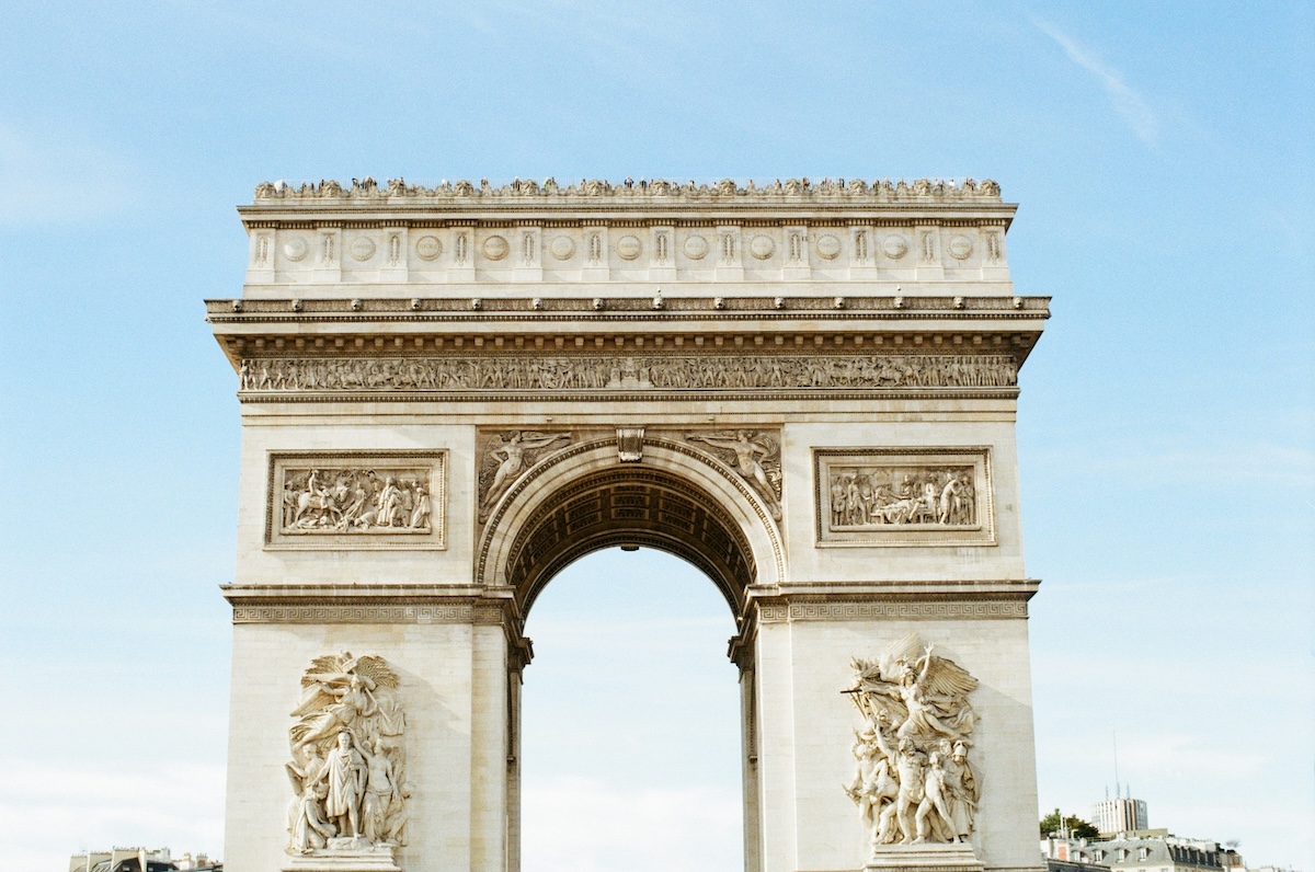 Arc de Triomphe against blue skies