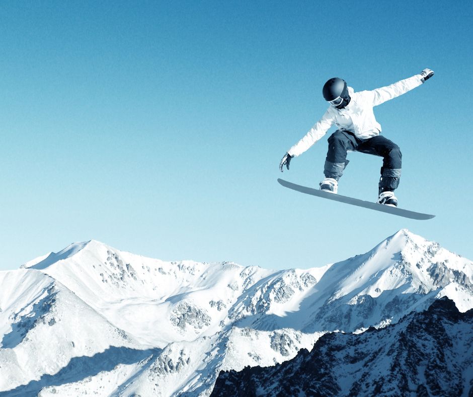 Snowboarder taking flight