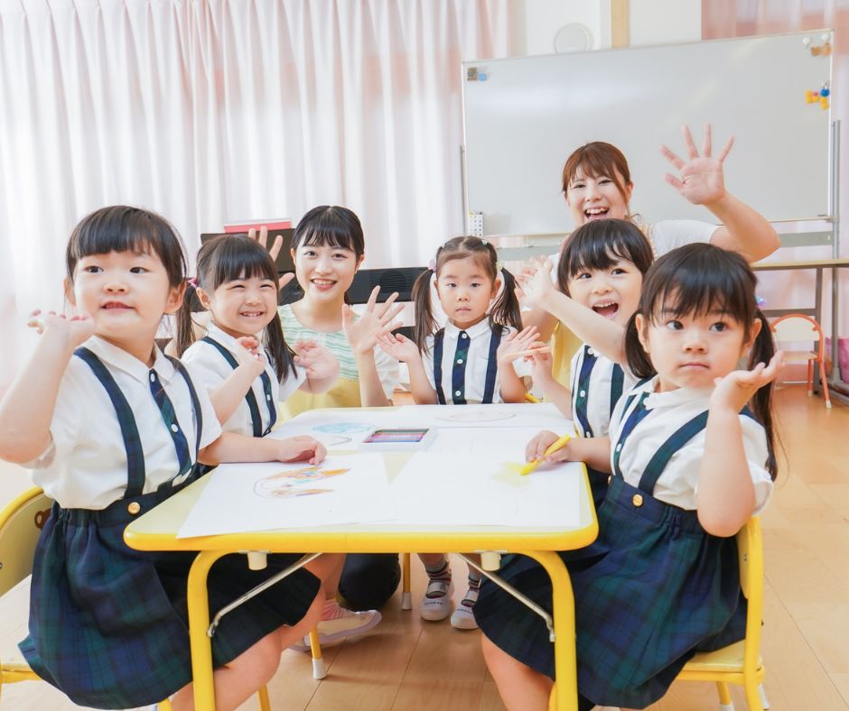 A group of children at school in Asia