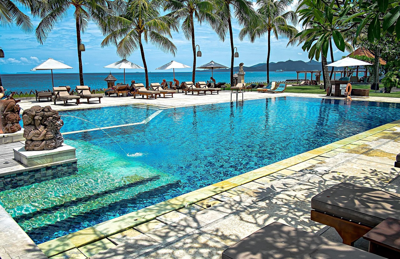 Exotic swimming pool in South East Asia
