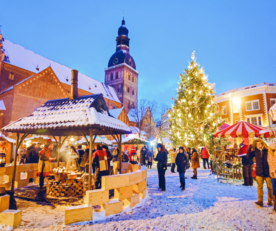 Snowy christmas market